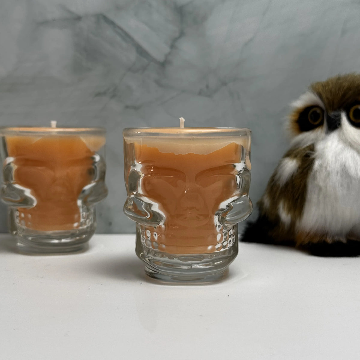 Bourbon Kürbis – Duftkerze im Totenkopfglas