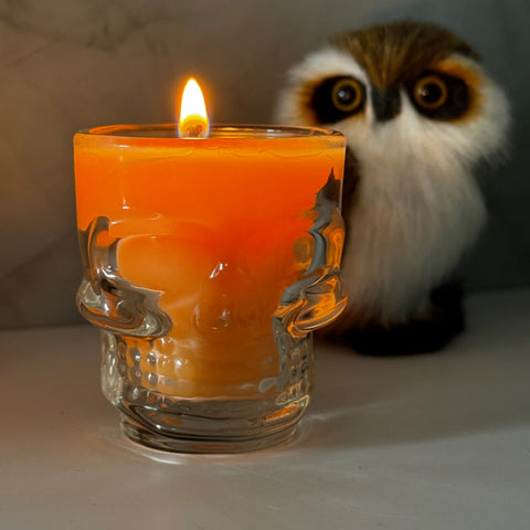 Bourbon Kürbis – Duftkerze im Totenkopfglas