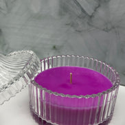 Lavendel Klar Gerillt – Hochwertige Duftkerze im facettierten Kristallglas mit Deckel
