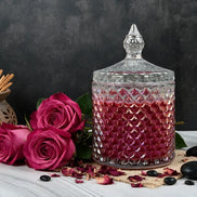 Oud & Velvet Rose – Hochwertige Duftkerze im Kristallglas mit Deckel