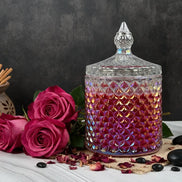 Oud & Velvet Rose – Hochwertige Duftkerze im Kristallglas mit Deckel