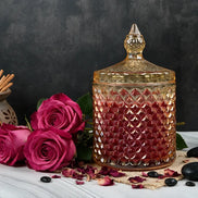 Oud & Velvet Rose – Hochwertige Duftkerze im Kristallglas mit Deckel