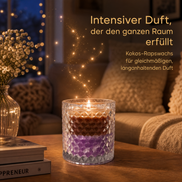 Lavendel & Zedernholz – Hochwertige Duftkerze im Kristallglas mit Deckel